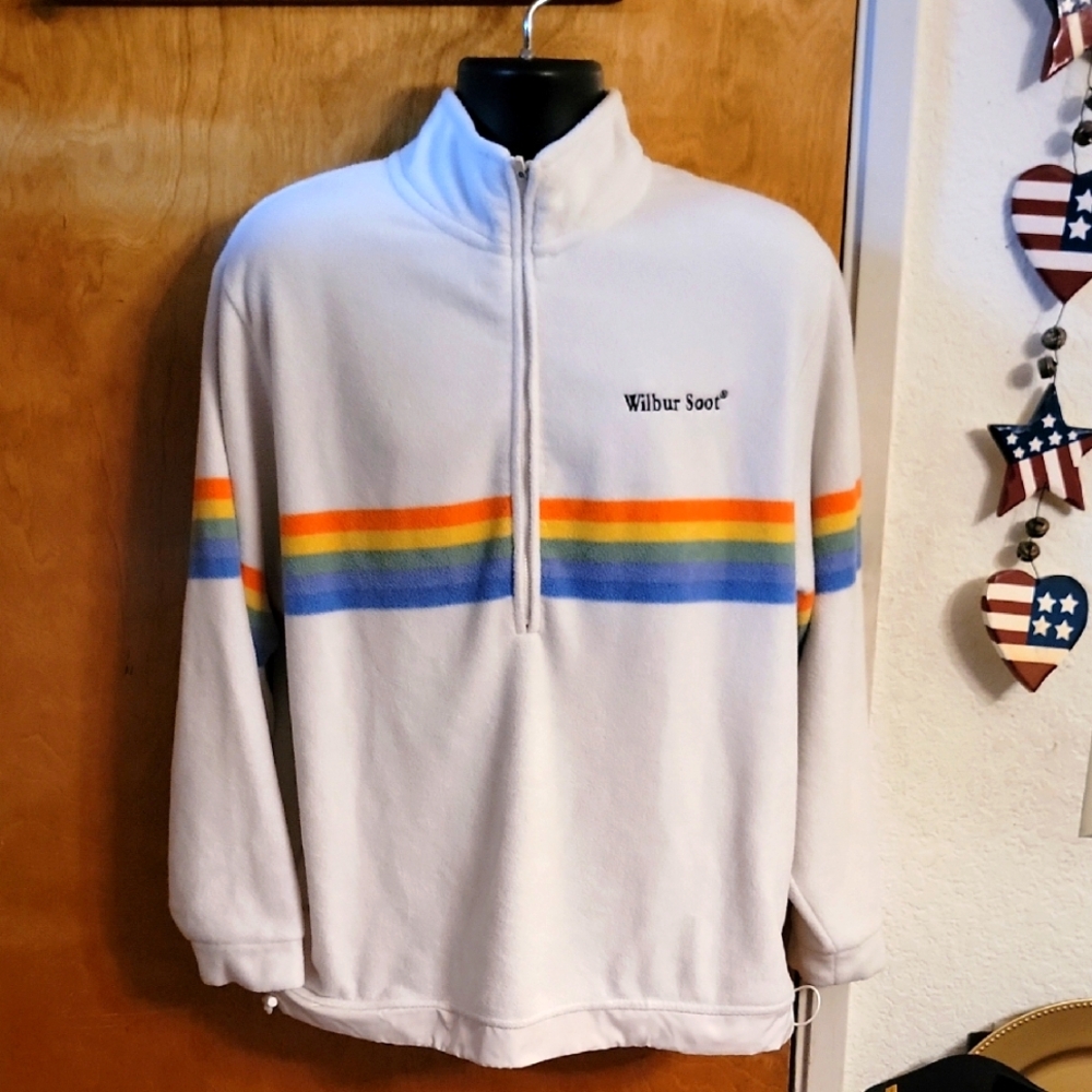 Wilbur Soot Sweater Polaroid Rainbow Size XS Quarter Zip Pull Over Polyester